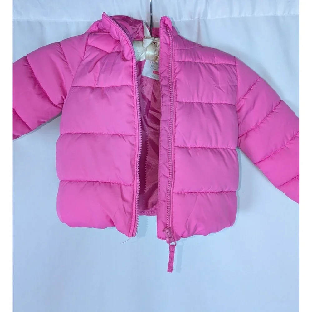 The Children's Place Puffer Jacket 18 24 Month Girl's Pink Hooded Pockets Zipper